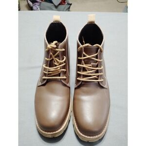 CALTO Men 9 Brown Invisible Height Increasing Elevator Work Style Lace Up Boots*